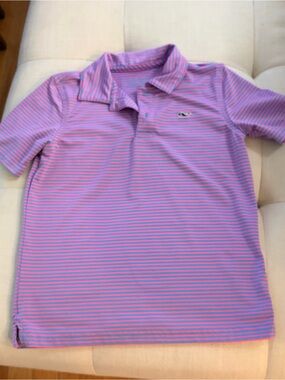 Vineyard Vines Kids Pink and Purple Striped Polo